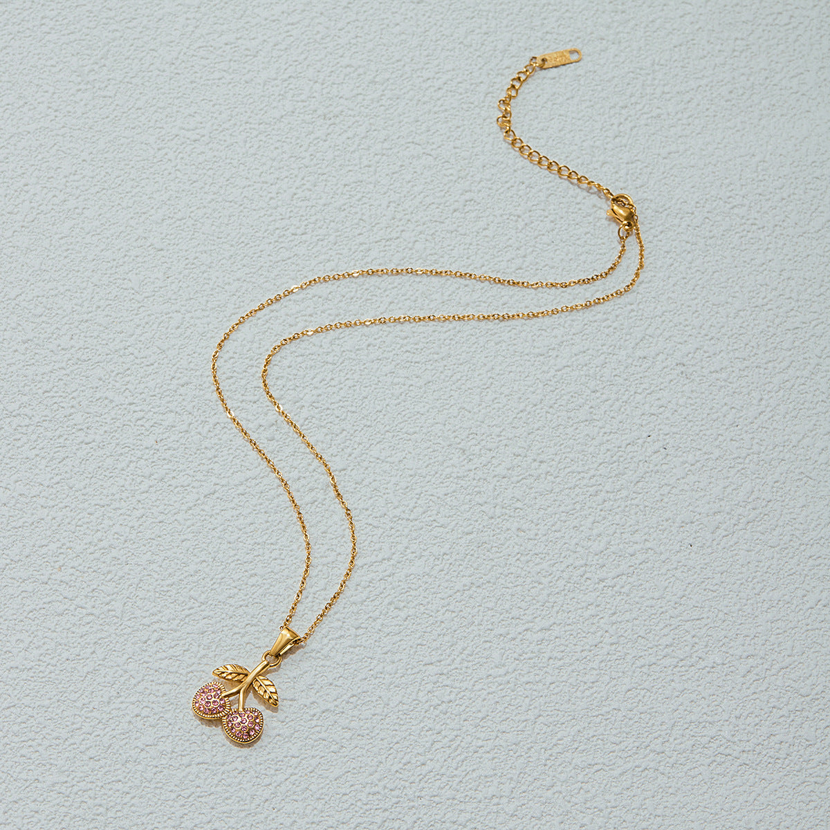 14K gold plated cherry necklace