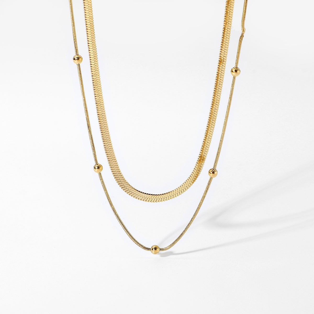 Two Layer Chain Gold Necklace