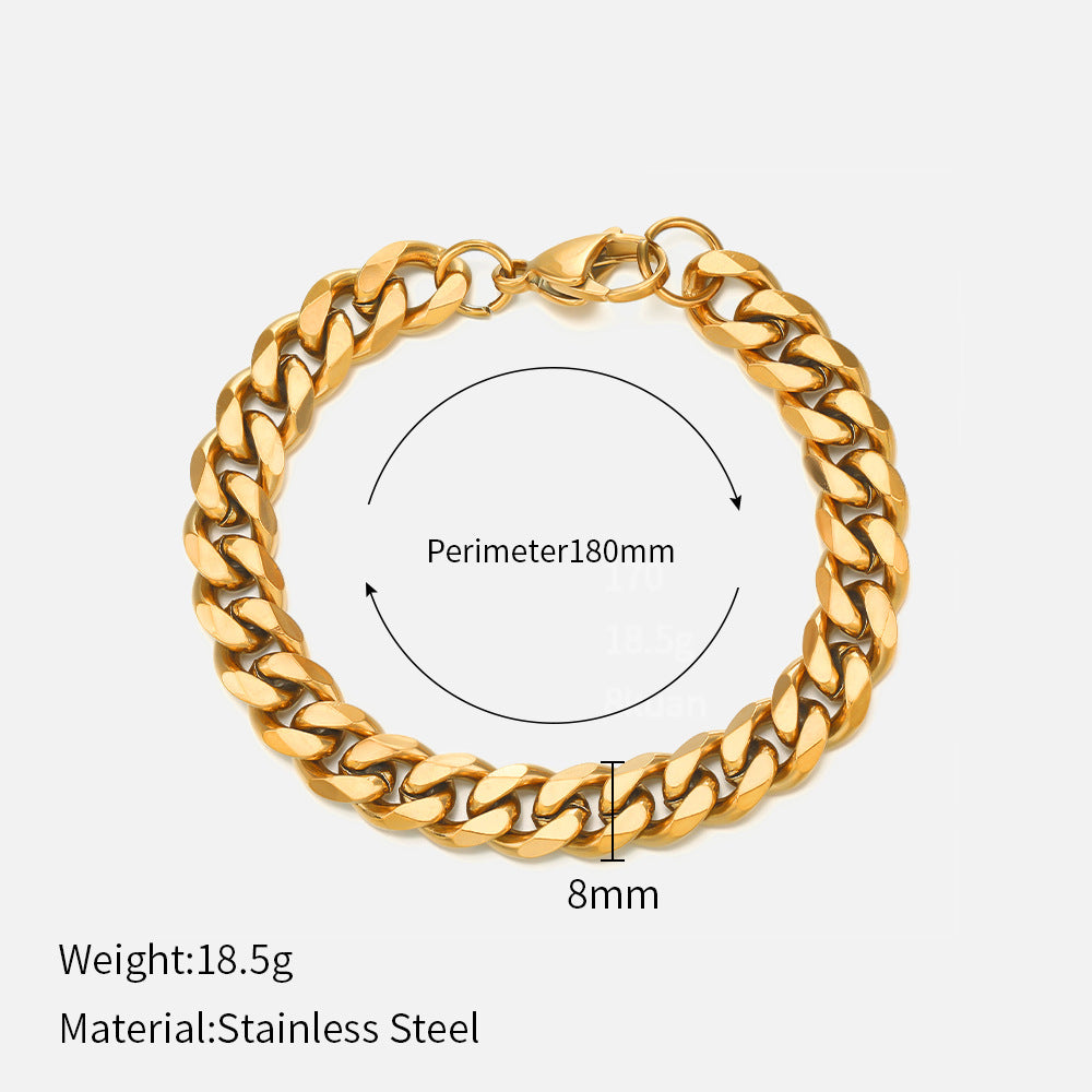 8mm cuban bracelet in 18cm